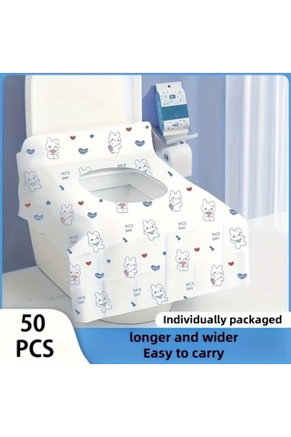 Willowhaven 50lu Yapışkanlı Portatif Klozet Kılıfı Sevimli Karakterli Banyo Aksesuarı Tekli Paket