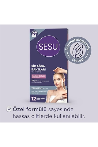 Sesu Hassas Ciltler için Sir Ağda Bantdı 12'li
