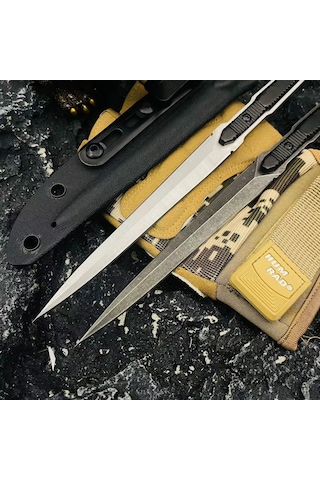 Mufunye Dış Mekan Taktik Gizli Savunma Bıçağı - Tam Kemiği Antenli Kaymaz Korkuluk, Kamp Avcılar İçin Çok Amaçlı Beyaz