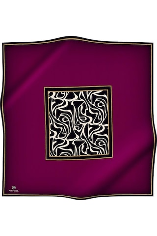 Vissona Mürdüm-siyah Zebra Desenli Tivil İpek Eşarp 17536-0026-0001
