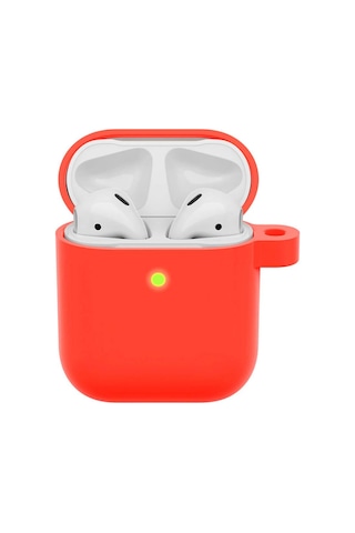 Wozlo Apple Uyumlu AirPods 1. Ve 2. Nesil Koruyucu Silikon Kılıf - Silikon Koruma Kılıfı - Kırmızı