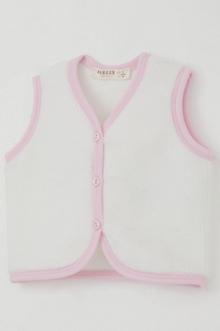 Breeze Kız Bebek Polar Yelek Düğmeli 0-9 Ay, Beyaz Beyaz