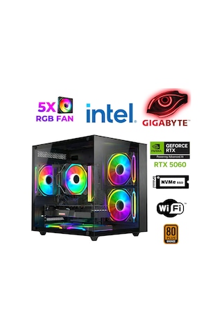 Xaser AIR-X30 i5-14400F 32 GB 1 TB M.2 NVMe SSD 8 GB RTX5060 Free Dos Masaüstü Oyuncu Bilgisayarı