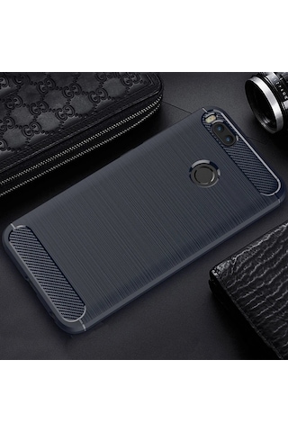 Xiaomi Mi 5x Dark Ultra Koruma Karbon Fiber Doku Silikon Kılıf- 5775 Lacivert