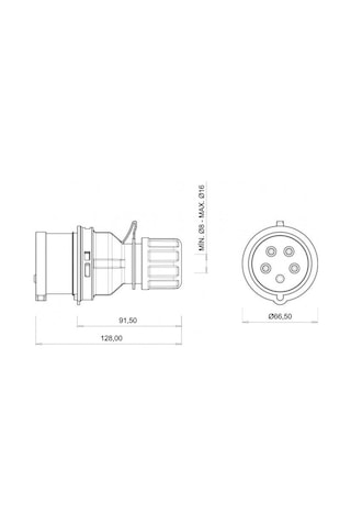 Bemis 5X16A Düz Seyyar Erkek Fiş IP 44 380 Volt BC1-1505-2011