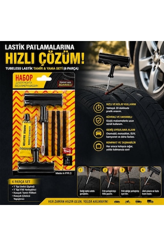 Hasuba Hs-350 Tubeless Lastik Tamir Ve Yama Seti 6'lı- 10'li Paket Çok Renkli