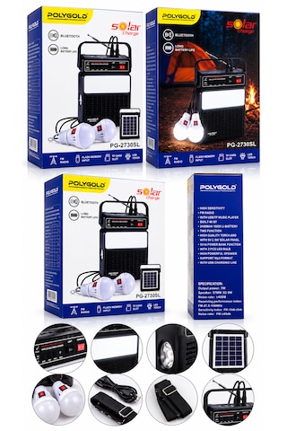 2730sl Solar Şarjlı Bluetooth Hoparlör Fm Radyo Usb/tf Kart Led Fener Kamp Lambası Powerbank