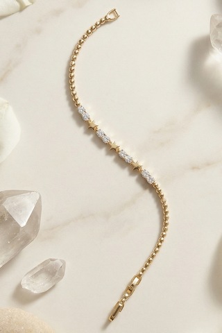 Valmont Accessories Xuping 14k Kaplama 17+2 Cm Ayarlanabilir Yıldız Detaylı Taşlı Kadın Çelik Bileklik Altın