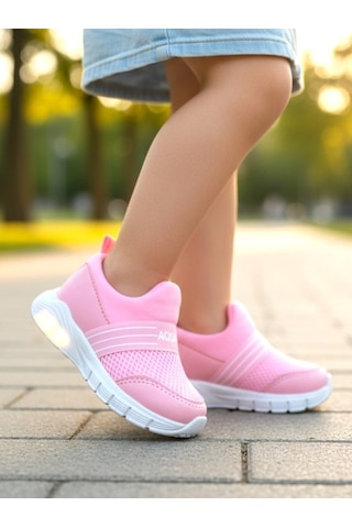 Ellaboni Kız / Erkek Çocuk Yumuşak Işıklı Spor Ayakkabı Nefes Alabilen Hafif Aqua Sneaker Pembe