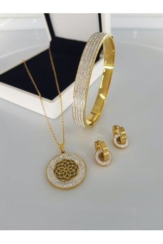 Lidya Kararmaz Gold Çelik Takı Seti Gümüş - Rose Gold Lidya Kararmaz Gold Çelik Takı Seti Gümüş - Rose Gold