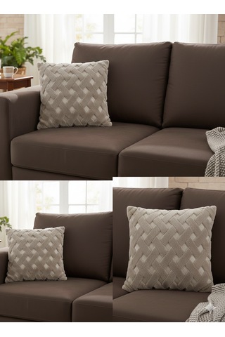 Fugo Concept 45x45 Cm Wellsoft Yumuşak Kırlent Kılıfı Kabartmalı Punch/bukle Desen Açık Bej