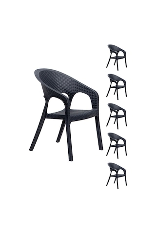 6 Adet Garden Antrasit Sandalye / Balkon-bahçe-teras Antrasit