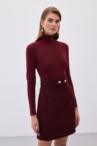 Sateen Tam Balıkçı Triko - Bordo-136504 Bordo