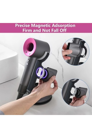 Motion003 Kırıcı Gerektirmeyen Siyah Metal Saç Kurutma Makinesi Tutucu Siyah Tuvalet Düzenleme İçin Duvara Monte Depolama Rafı Modern Güvenli Montaj Braketi Siyah