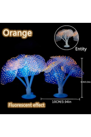 Zhanglei001 Turuncu Yapay Mercan Dekoru Akvaryum Işık Saçan Balık Tankı Aksesuarı