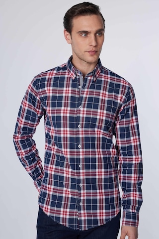 Tudors Slim Fit Uzun Kollu Düğmeli Yaka Kareli Pamuklu Kolay Ütü Erkek Gömlek-30923-çok Renkli Çok Renkli