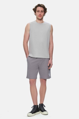 Ucla Bodhı Açık Gri Bisiklet Yaka Sıfır Kol Baskılı Oversize Erkek Tshirt Açik Gri