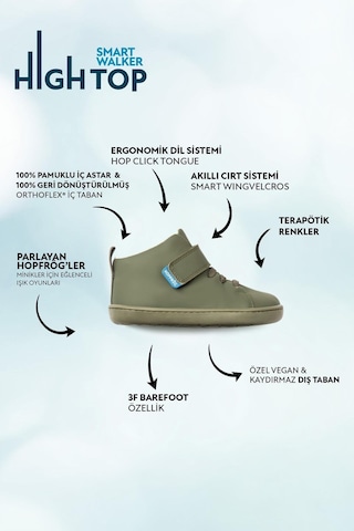Smart Walker High Top Süper Mat Haki Barefoot Çocuk Bot-süper Mat Haki