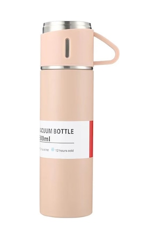 Yunboo 500ml 304 Çelik Isı Saklama Bardağı, 12 Saat Isı Tutar, Sızıntı Engellli, Kapak Bardak Olarak Kullanılabilir, Ev/ofis/doğa İçin, Pembe Kutu Yok Siyah