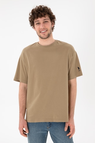 U.S. Polo Assn. Erkek Oversize Fit Bisiklet Yaka Haki Tişört 50305859-VR027