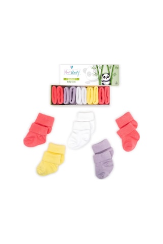 Novibaby 5'li Bambu Yenidoğan Bebek Çorabı I Colourful I 0-6 ay Çok Renkli