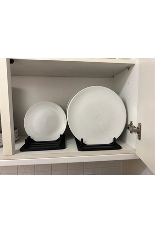 Tabak Düzenleyici Stand Dolap İçi Tabak Organizeri 8'li Siyah