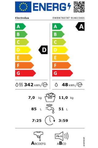 Electrolux EW8W7607AT 800 Serisi Ultracare 11/ 7 KG 1600 Devir Kurutmalı Çamaşır Makinesi