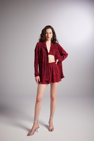 Holly Lolly Düğme Kapamalı Comfy Oversize Gömlek Bordo