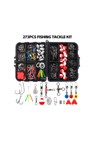 Xiyyadms Temel Olta Aksesuarları Seti 273 Parça - Çeşitli Boyutlarda İğneler, Ağırlıklar Ve Dairesel Döndürücüler - Tatlı Su Ve Deniz Oltaçılığı İçin Taşınabilir Kutuda