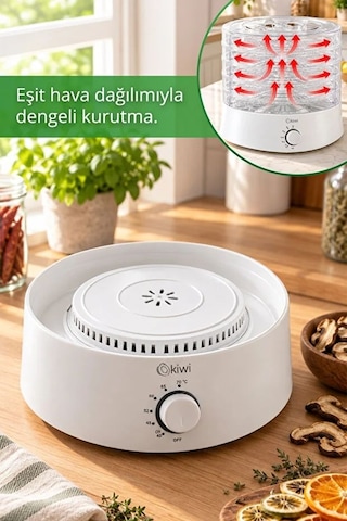 Kiwi KFD-5151 Gıda Kurutucu 5 Tepsili 40 70 C Ayarlı Meyve Ve Sebze Kurutma