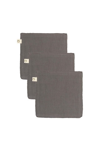 3'lü Müslin Ağız Bezi Yenidoğan Gri Organik Pamuk Gri