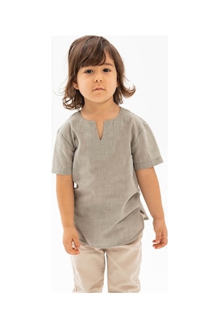 Eliş Şile Bezi Kısa Kol Şile Bezi Bisiklet Yaka Erkek Çocuk Tshirt Taş 3031