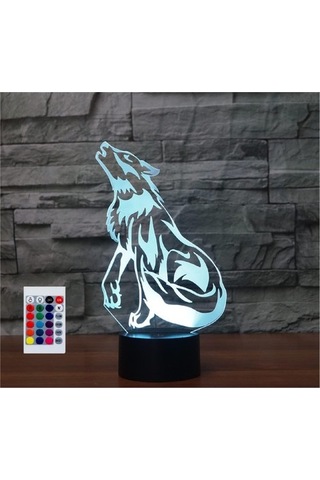 Goldenqian Çocuklar Için Gece Lambası 3d Kurt Led Lamba Uzaktan Kumandalı 16 Renk Değiştirme Noel Doğum Günü Hediyesi Çocuk Için Xaxgpx Siyah