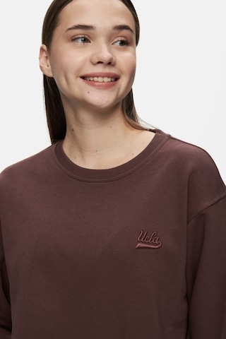 Ucla Sunnıva Kahve Bisiklet Yaka Nakışlı Loose Fit Kadın Sweatshirt Kahve