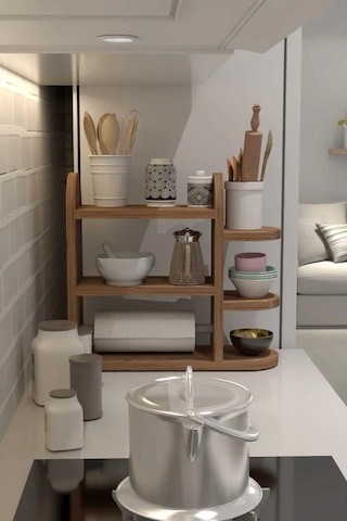Reyo Home Modern Peçetelikli Baharatlık Mutfak Rafı Atlantik Çam Diğer