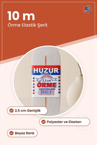 Beyaz Paça Lastiği Şerit 2,5 Cm 10 M Örme Elastik Dikiş Malzemesi