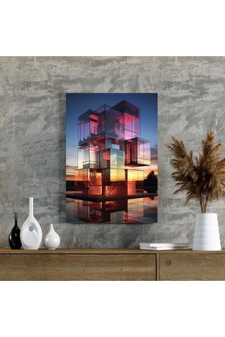 Cam Prizma Gün Batımı Modern Mimari Kanvas Tablo Nv00292