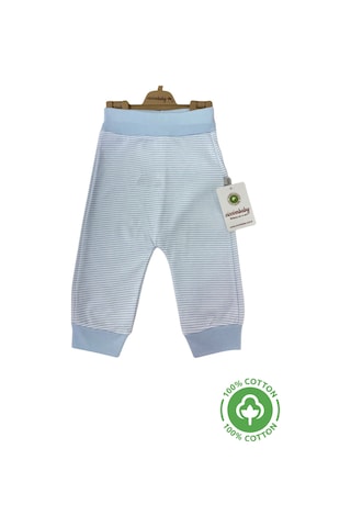 Çizgili Manşetli Pantalon Mavi