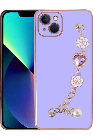 Zeyline Apple Uyumlu iPhone 14 Plus El Tutamaçlı Kamera Korumalı Zore Taka Silikon Kapak-mor