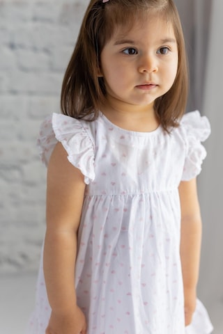 Zeyland Kız Çocuk Desenli Fırfırlı Dokuma Elbise-beyaz Beyaz