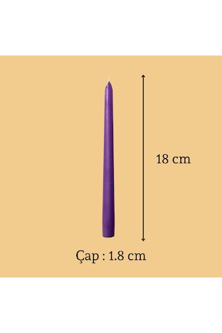 6 Lı Kısa Mor Konik Şamdan Mum Yükseklik 18 Cm Mor
