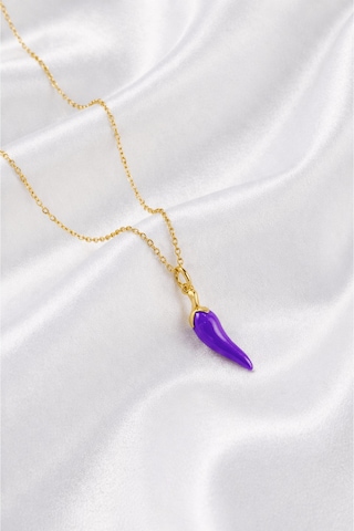 Çekirdekjewelry Mor Biber Kolye 925 Ayar Gümüş Altın Kaplama Zarif Tasarım Mor