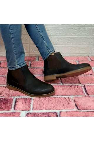 Voyager 3502 Kahve Renk Hakiki Deri Bilekte Bağcaksız Erkek Bot