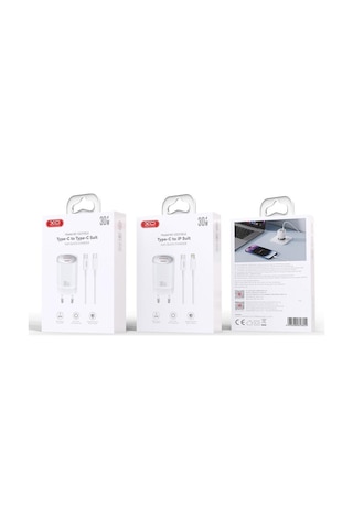 Ce21 Eu 220v 30w Usb-a + Usb-c, Lightning Kablosu, Gan Hızlı Şarj Adaptörü Şarj Aleti Seti
