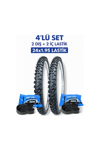 24x1.95 Bisiklet İç Ve Dış Lastik Seti 2 İç 2 Dış 24x1.95 Lastik 24 Jant Bisiklet Lastiği