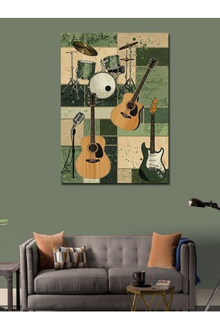 Kanvas Tablo Müzik Aletleri Ve Retro Stil 50cmx70cm