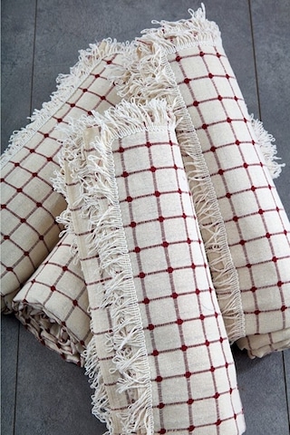 %100 Pamuklu Buldan İşi Bordo Renk Çekyat-Koltuk Örtüsü 180 x 250