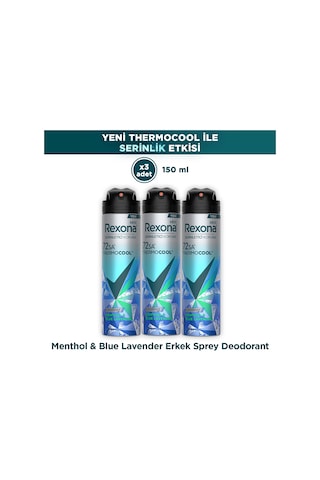Rexona Men Thermocool Erkek Sprey Deodorant Menthol & Blue Lavender 150 Ml X3