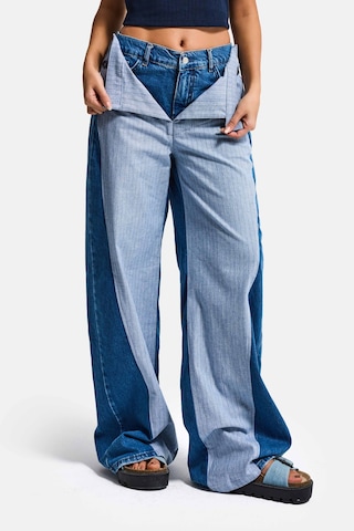 Itsbasic Kadın Kot Rengi Palazzo Fit Çift Kemer Detaylı Özel Tasarım Denim Jean