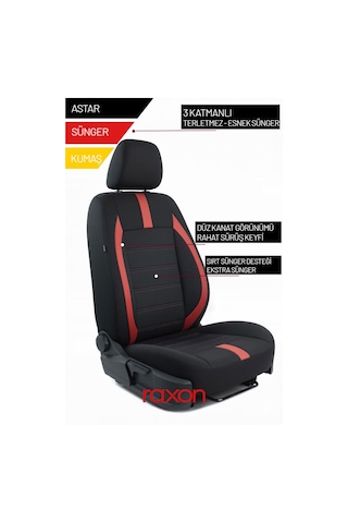Ford C-max Neptune Series 2+1 Uyumlu Tay Tüyü Oto Koltuk Kılıfı - Premium Şık Ve Konforlu Tasarım Kırmızı
